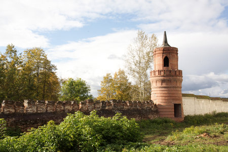 Very old brick wall, when it was protecting the villagers from enemiesのeditorial素材