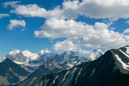 View from the top of the mountain. High mountains landscape, breathtaking beauty of the mountains.の写真素材