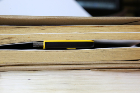 Concept flash memory replacement book. 64 gigabyte memory card among the pages of a paper book.の写真素材