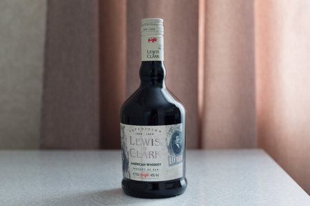 Orenburg, Russia, 02.15.2019 A bottle of whiskey Lewis Clark.Editorialのeditorial素材