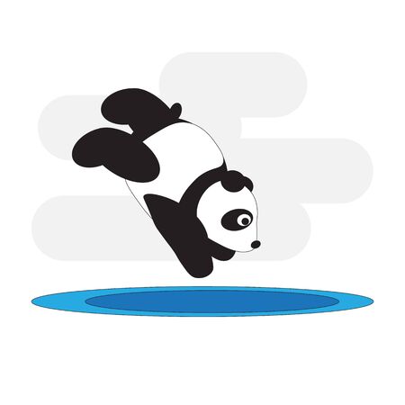 Panda bear competes in diving competitions.のイラスト素材