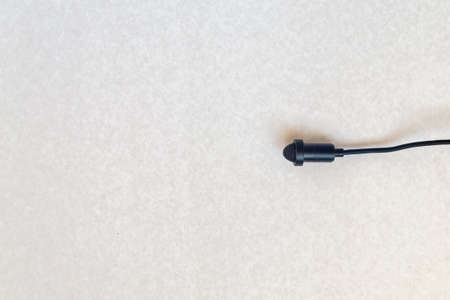 Small size audio microphone isolated on white background. Copy space.の写真素材