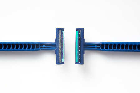 New reading razor and old used razor, White background
