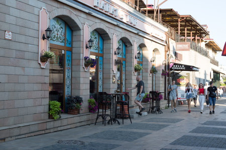 Irkutsk, Russia - July 24, 2021 City architecture, Pedestrian street. Editorial.