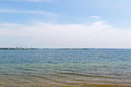 Angara river embankment and city beach of Irkutsk.