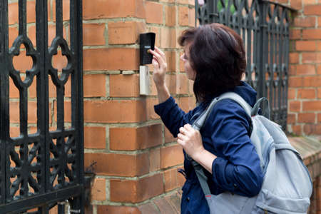 A refugee woman calls the house stay overnight.の写真素材
