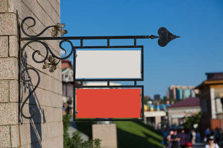 Street advertising sign, copy space. Template layout for creativity.の写真素材