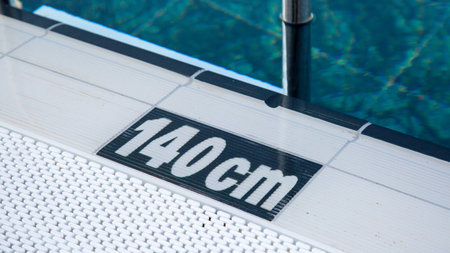 Inscription on the pool 140 cm water depth.