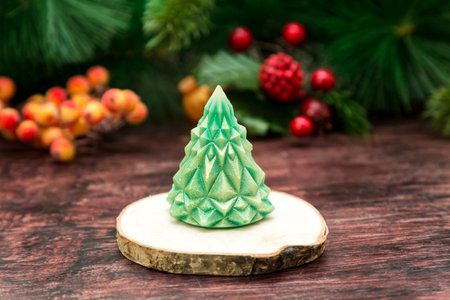 Handmade soap Christmas tree figurineの写真素材