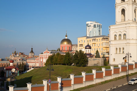Samara, Russia September 23, 2023 - View of the city of Samara in the area of the Iversky Convent....