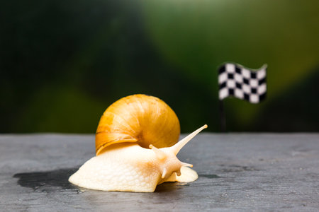Slow snail next car racing sports flag.の写真素材