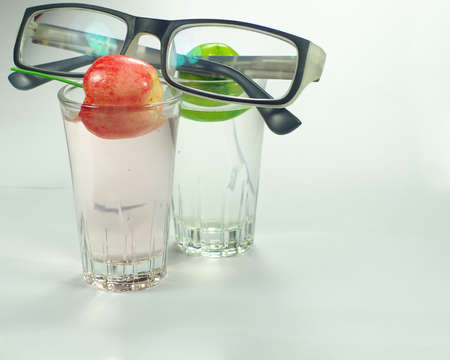 glasses and appleの写真素材