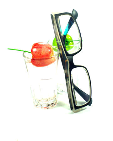 glasses and appleの写真素材