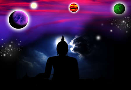 Buddha and the universeの写真素材