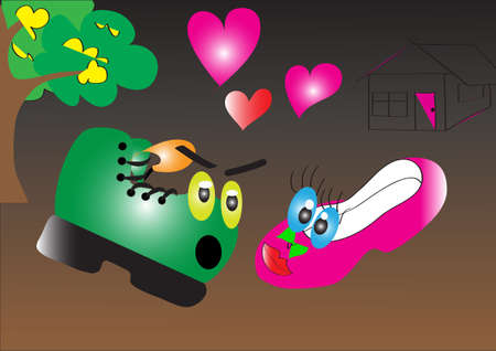 Cartoon shoe in loveのイラスト素材