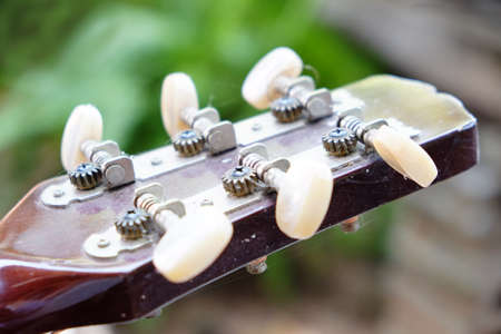 acoustic guitar with shallow depth of fieldの写真素材