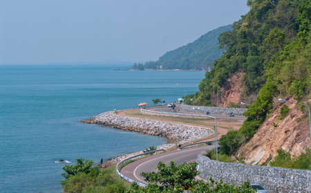 Highway close to the beautiful seaside,Chalerm Burapha Chonlathit road Thailandの写真素材