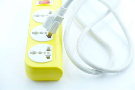 plug socket on white backgroundの写真素材