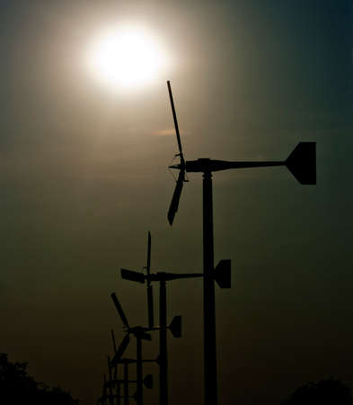 wind wheels sunsetの写真素材