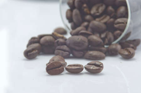 coffee grains in cupの写真素材