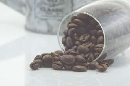 coffee grains in cupの写真素材