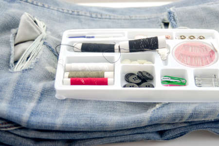 Repair jeans blueの写真素材