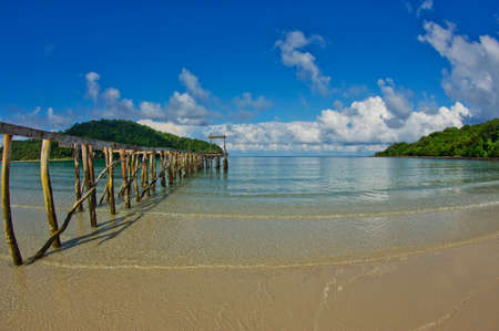 beautiful long wooden bridge tropical island beach - Koh Kood, Trat Thailandの写真素材