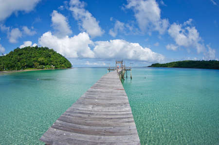 beautiful long wooden bridge tropical island beach - Koh Kood, Trat Thailandの写真素材