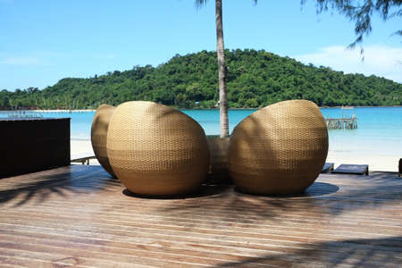 chair and beautiful beaches in Thailandの写真素材