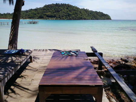 chair and beautiful beaches in Thailandの写真素材