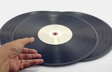 Vinyl records and CDの写真素材