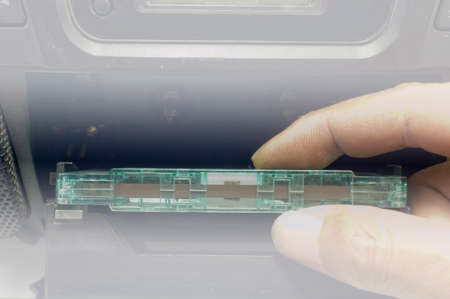 Old cassette tapes and cassette playerの写真素材