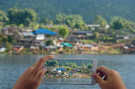 photograph village by phoneの写真素材