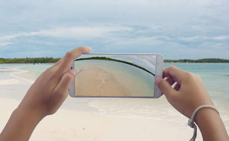 photography beach by phone mode fisheye in phone