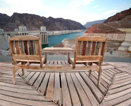 wooden chair on Mountainの写真素材