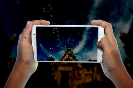 photography pisces group of stars on castle by phoneの写真素材