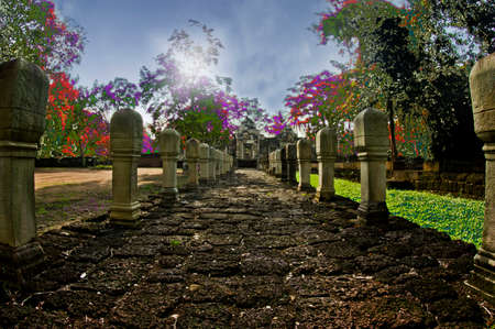 Castle walkway and autumn dayの写真素材