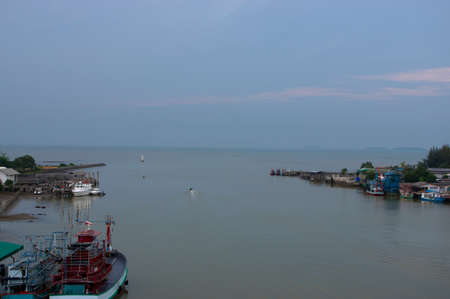 Fishing boats village at Thailandの写真素材