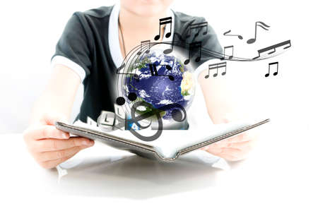 Open Music Book around the worldの写真素材