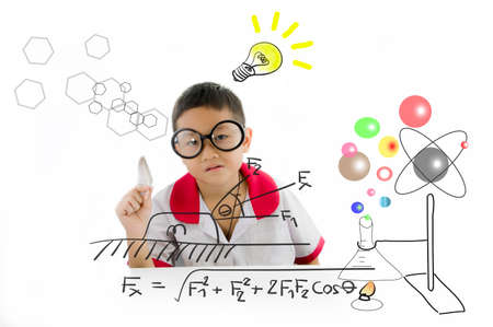 Smart kid get ready learning and science experiments for new experienceの写真素材