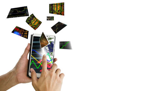 working stock by smartphoneの写真素材