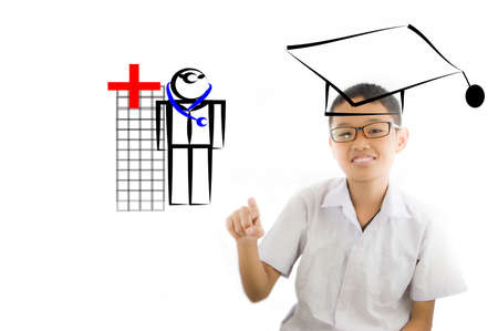 Asia child select study courses for bachelor degreeの写真素材