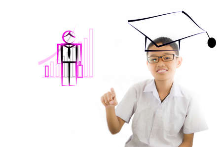 Asia child select study courses for bachelor degreeの写真素材