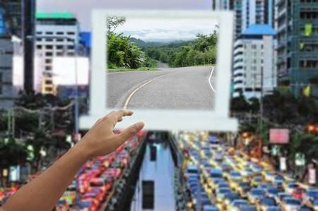 people in city want empty roadの写真素材