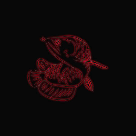 Fish pattern black backgroundの写真素材