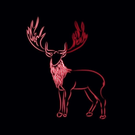 Deer pattern black backgroundの写真素材