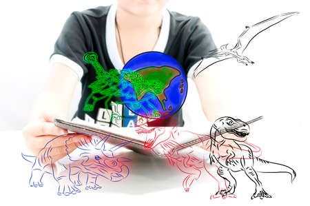 Learn about the world of dinosaursの写真素材