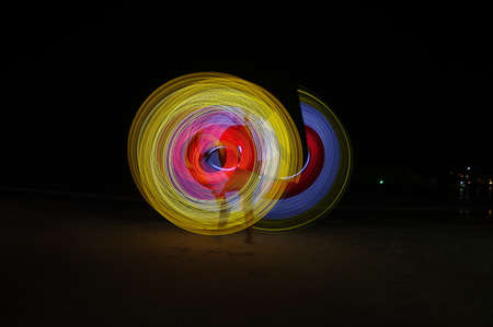 Amazing Fire Show at night on samet Island, Thailandの写真素材