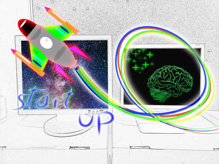 start up business concept and exploration idea by computer