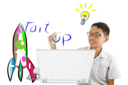 start up business concept and exploration idea by computerの写真素材